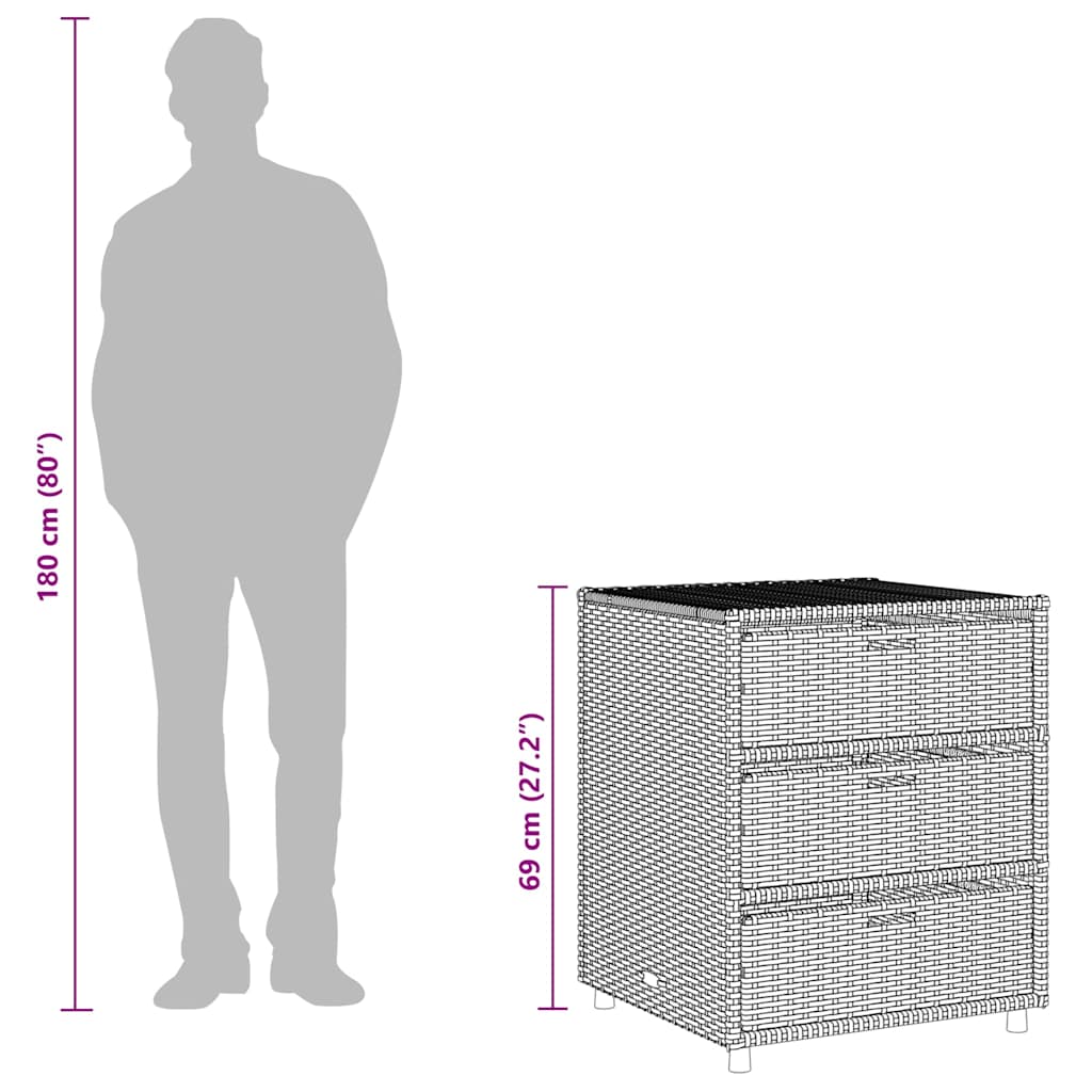 Garden Storage Cabinet Black 55x59x69 cm Poly Rattan